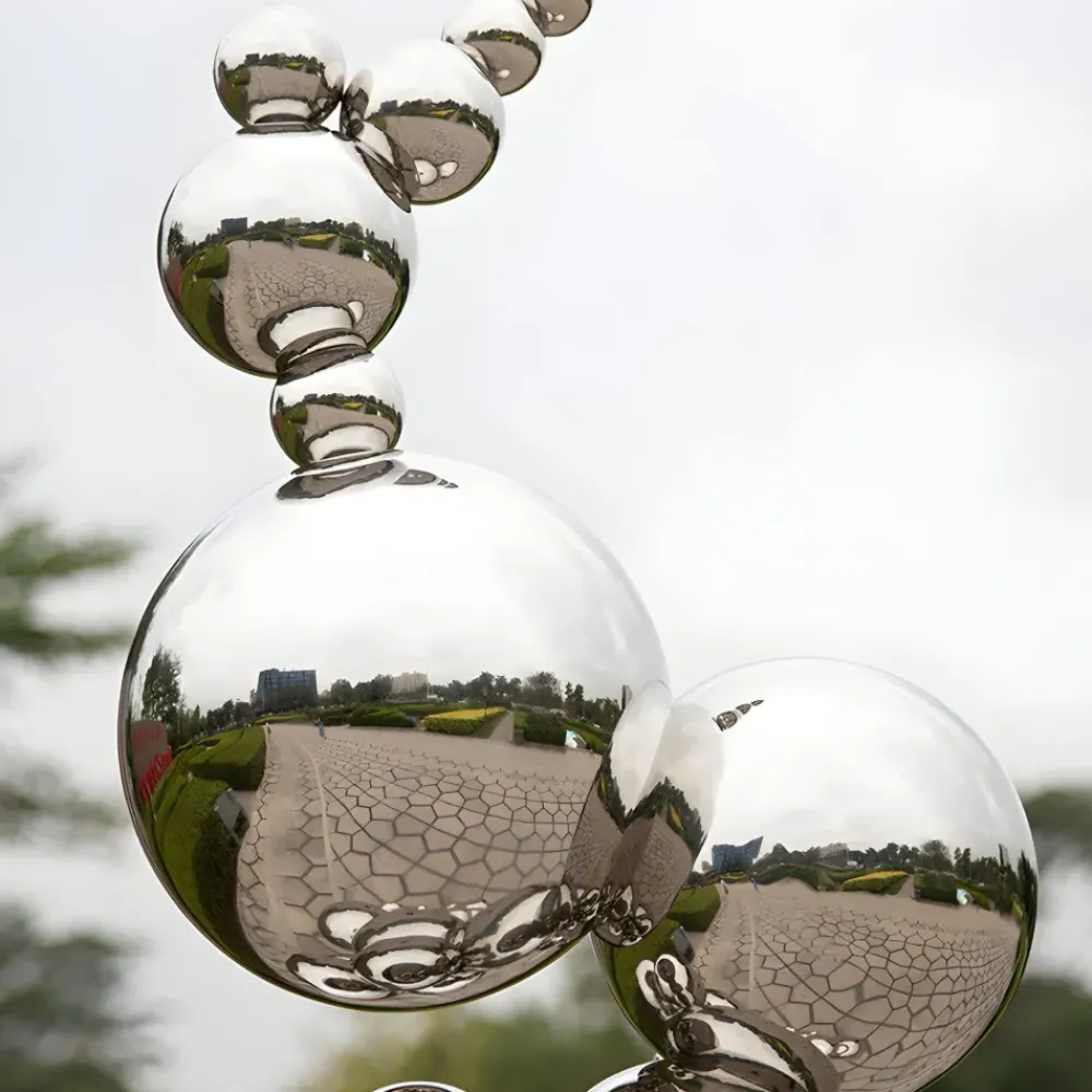 Giant|Floor Standing^Statues & Sculptures Cosmic Bubbles 226cm Silver Metal Garden Sculpture