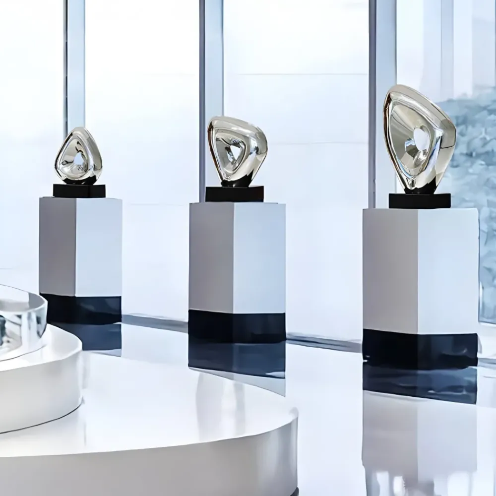 Table Top|Abstract^Statues & Sculptures Cosmic Glow 54cm Silver Metal Indoor Sculpture