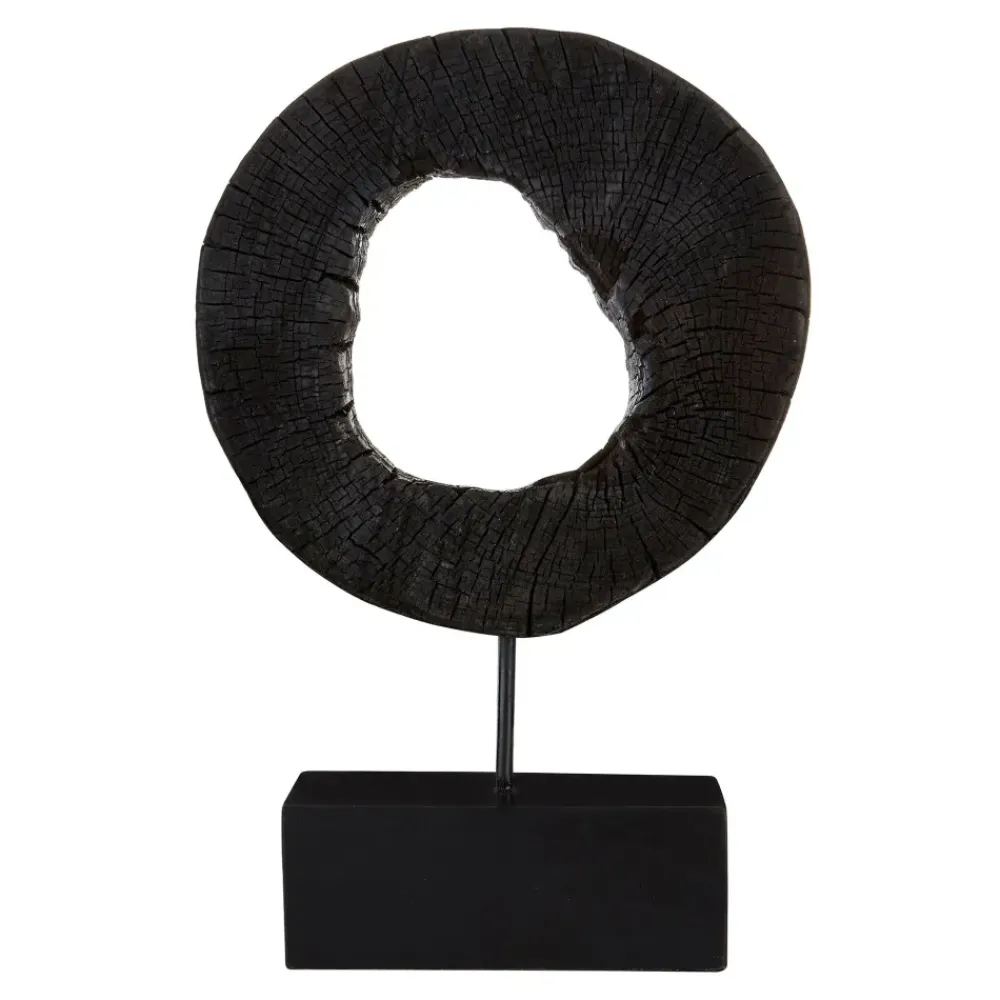Table Top|Abstract^Statues & Sculptures Cosmic Loop 43cm Black Wood Indoor Sculpture