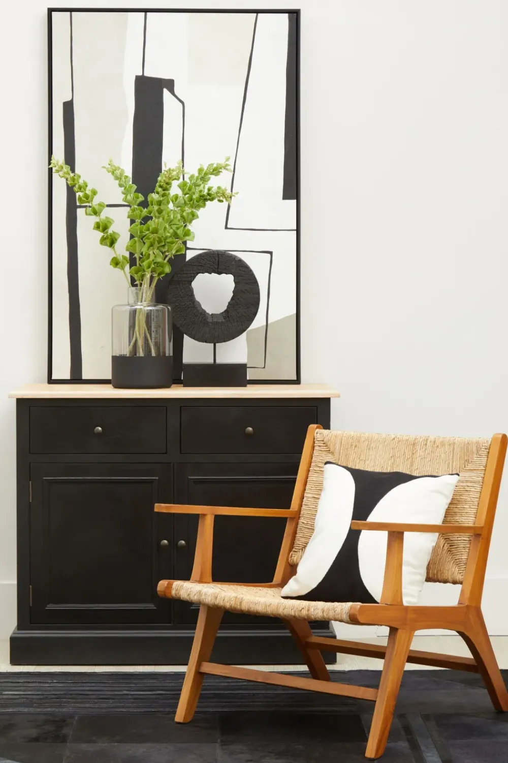 Table Top|Abstract^Statues & Sculptures Cosmic Loop 43cm Black Wood Indoor Sculpture