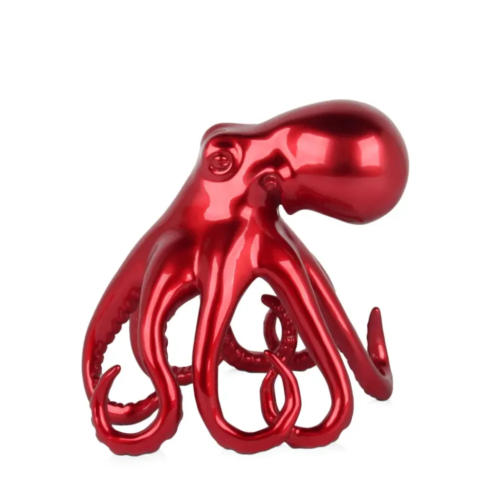 Table Top|Animals^Statues & Sculptures Cosmic Octopus 22cm Red Resin Indoor Sculpture