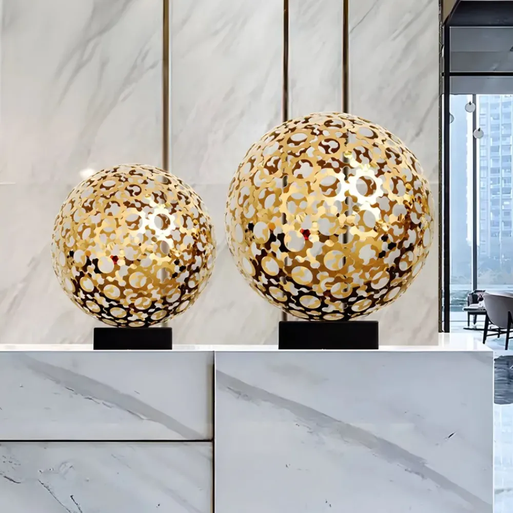 Table Top|Abstract^Statues & Sculptures Cosmic Sphere 44cm Gold Metal Indoor Sculpture