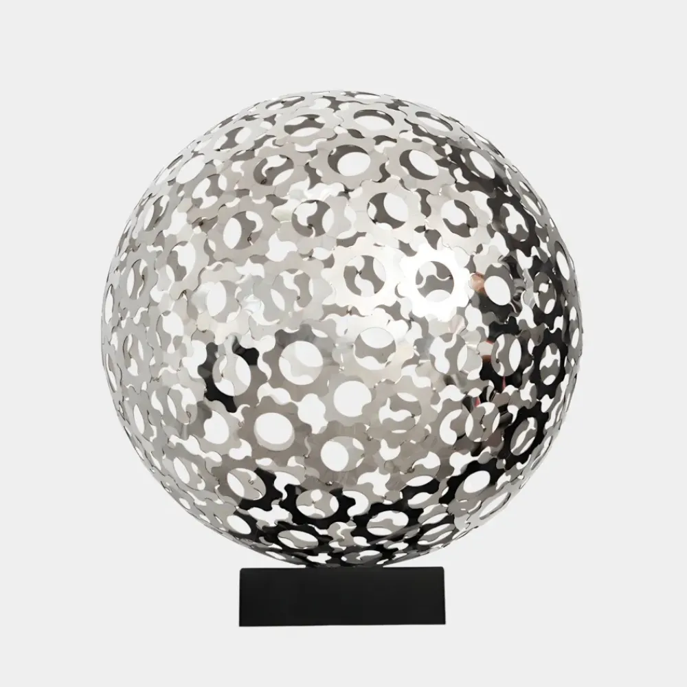 Table Top|Abstract^Statues & Sculptures Cosmic Sphere 44cm Silver Metal Indoor Sculpture