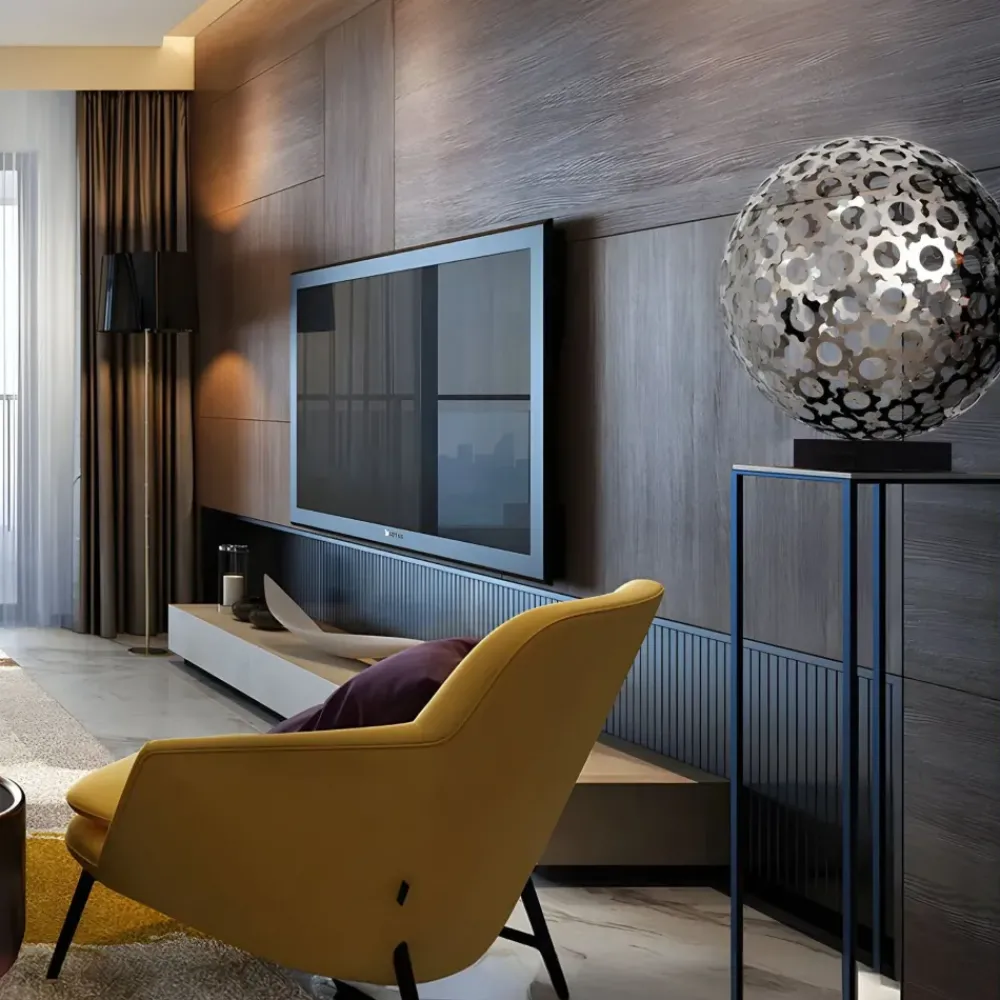 Table Top|Abstract^Statues & Sculptures Cosmic Sphere 44cm Silver Metal Indoor Sculpture