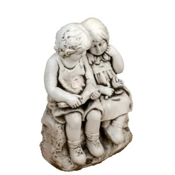 Children^Statues & Sculptures Country Boy & Girl 56cm Stone Resin Garden Statue