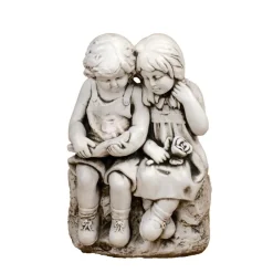 Children^Statues & Sculptures Country Boy & Girl 56cm Stone Resin Garden Statue