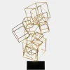 Table Top|Abstract^Statues & Sculptures Cube Fusion 85cm Gold Metal Indoor Sculpture