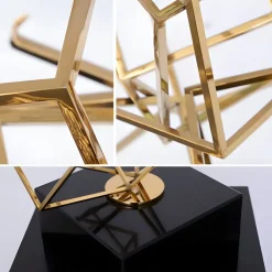 Table Top|Abstract^Statues & Sculptures Cube Fusion 85cm Gold Metal Indoor Sculpture