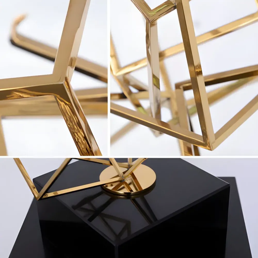 Table Top|Abstract^Statues & Sculptures Cube Fusion 85cm Gold Metal Indoor Sculpture