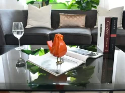Animals|Contemporary^Statues & Sculptures Cubic Bird 18cm Orange Resin Indoor Sculpture