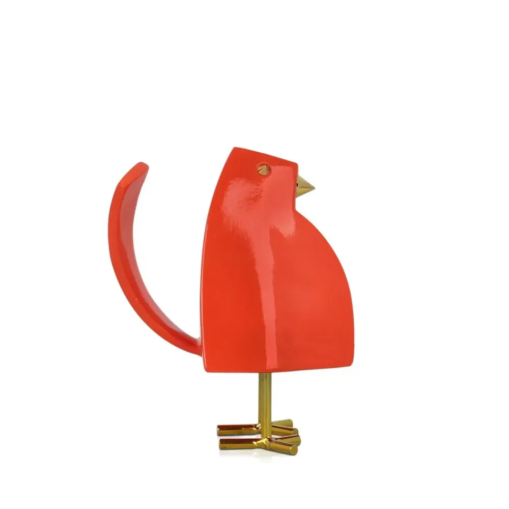 Table Top|Animals^Statues & Sculptures Cubic Bird 14cm Orange Resin Indoor Sculpture