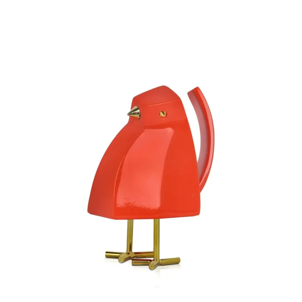 Table Top|Animals^Statues & Sculptures Cubic Bird 14cm Orange Resin Indoor Sculpture