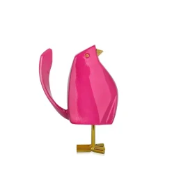 Table Top|Animals^Statues & Sculptures Cubic Bird 14cm Pink Resin Indoor Sculpture