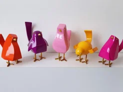 Table Top|Animals^Statues & Sculptures Cubic Bird 14cm Pink Resin Indoor Sculpture
