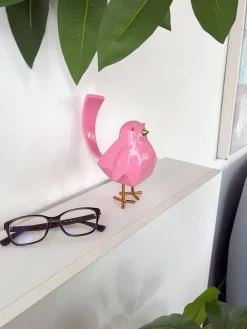 Table Top|Animals^Statues & Sculptures Cubic Bird 18cm Pink Resin Indoor Sculpture
