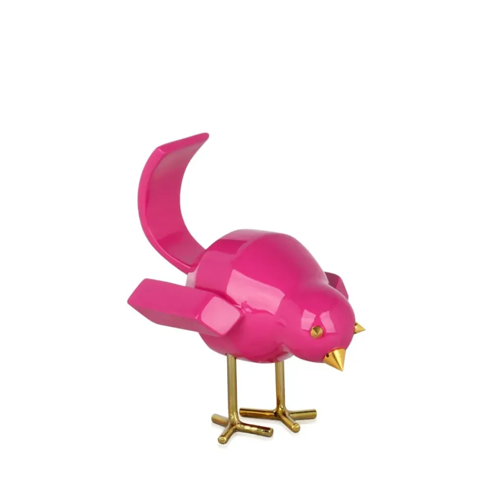 Table Top|Animals^Statues & Sculptures Cubic Bird 14cm Rosa Pink Resin Indoor Sculpture