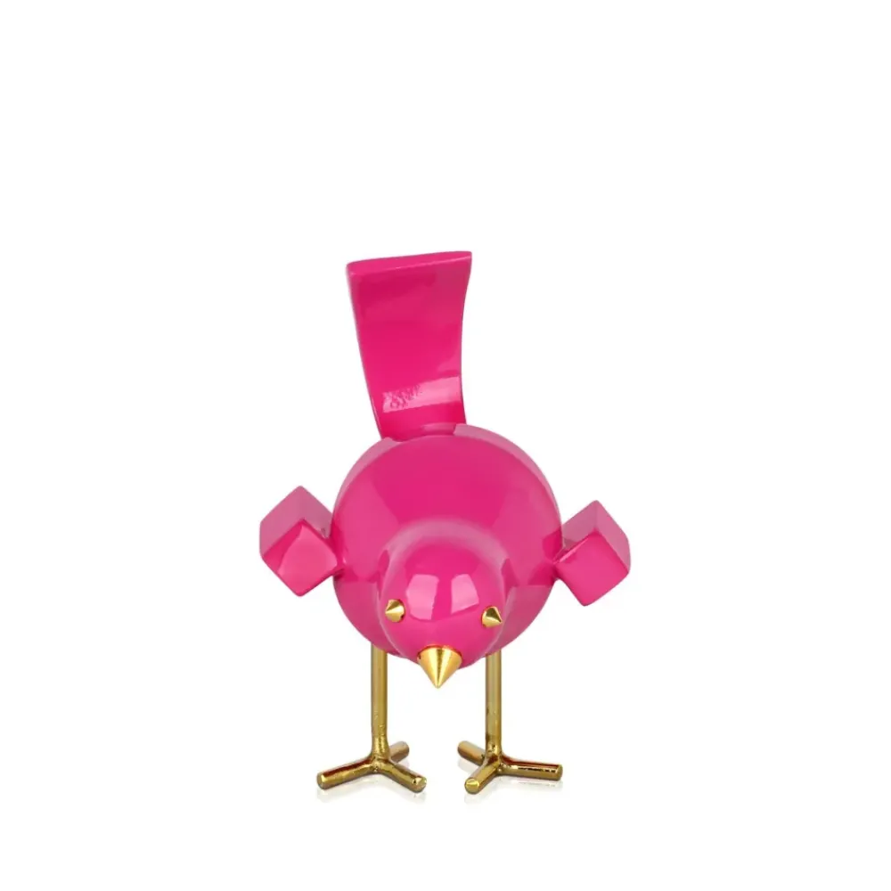 Table Top|Animals^Statues & Sculptures Cubic Bird 14cm Rosa Pink Resin Indoor Sculpture