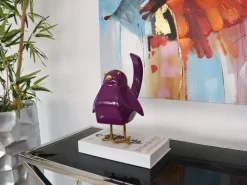 Table Top|Animals^Statues & Sculptures Cubic Bird 30cm Violet Resin Indoor Sculpture