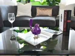 Table Top|Animals^Statues & Sculptures Cubic Bird 18cm Violet Resin Indoor Sculpture