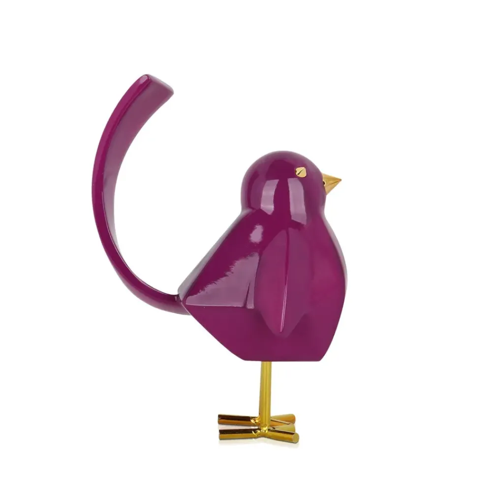 Table Top|Animals^Statues & Sculptures Cubic Bird 18cm Violet Resin Indoor Sculpture