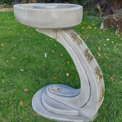 Bird Baths^Statues & Sculptures Curved Japanese Design Stone Garden Bird Bath