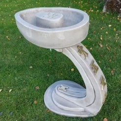 Bird Baths^Statues & Sculptures Curved Japanese Design Stone Garden Bird Bath