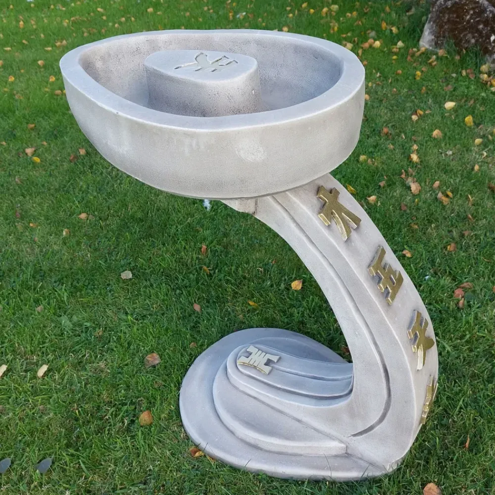 Bird Baths^Statues & Sculptures Curved Japanese Design Stone Garden Bird Bath