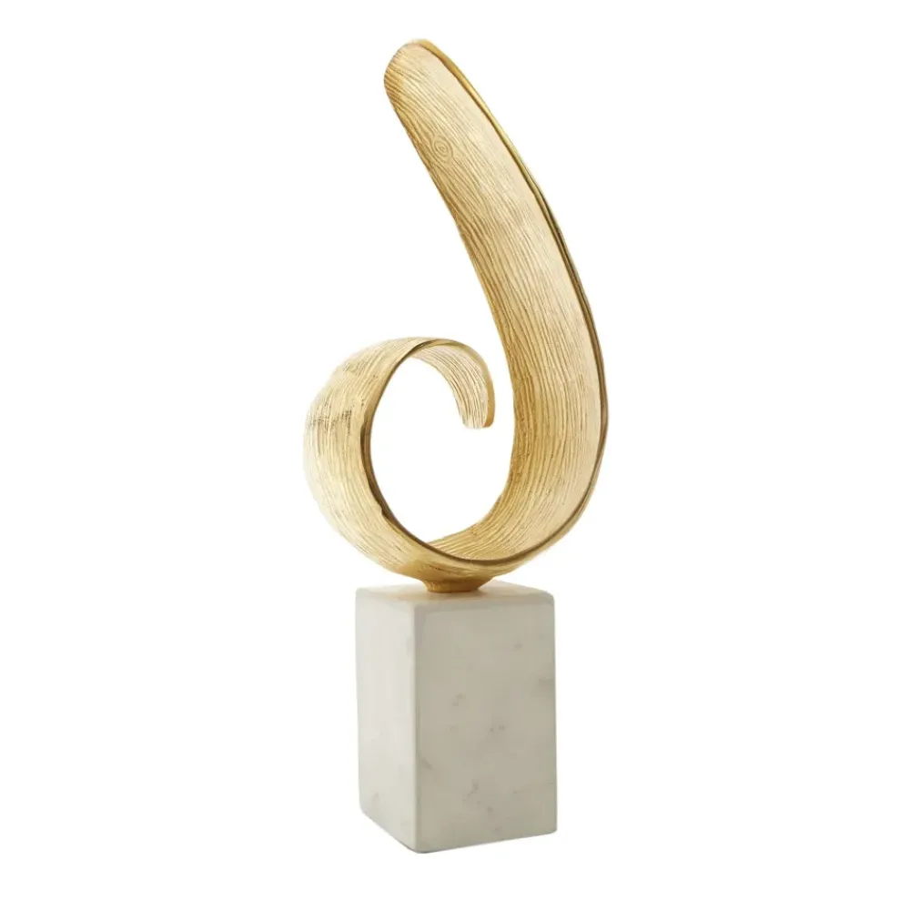 Table Top|Abstract^Statues & Sculptures Curved Reflection 50cm Gold Metal Indoor Sculpture