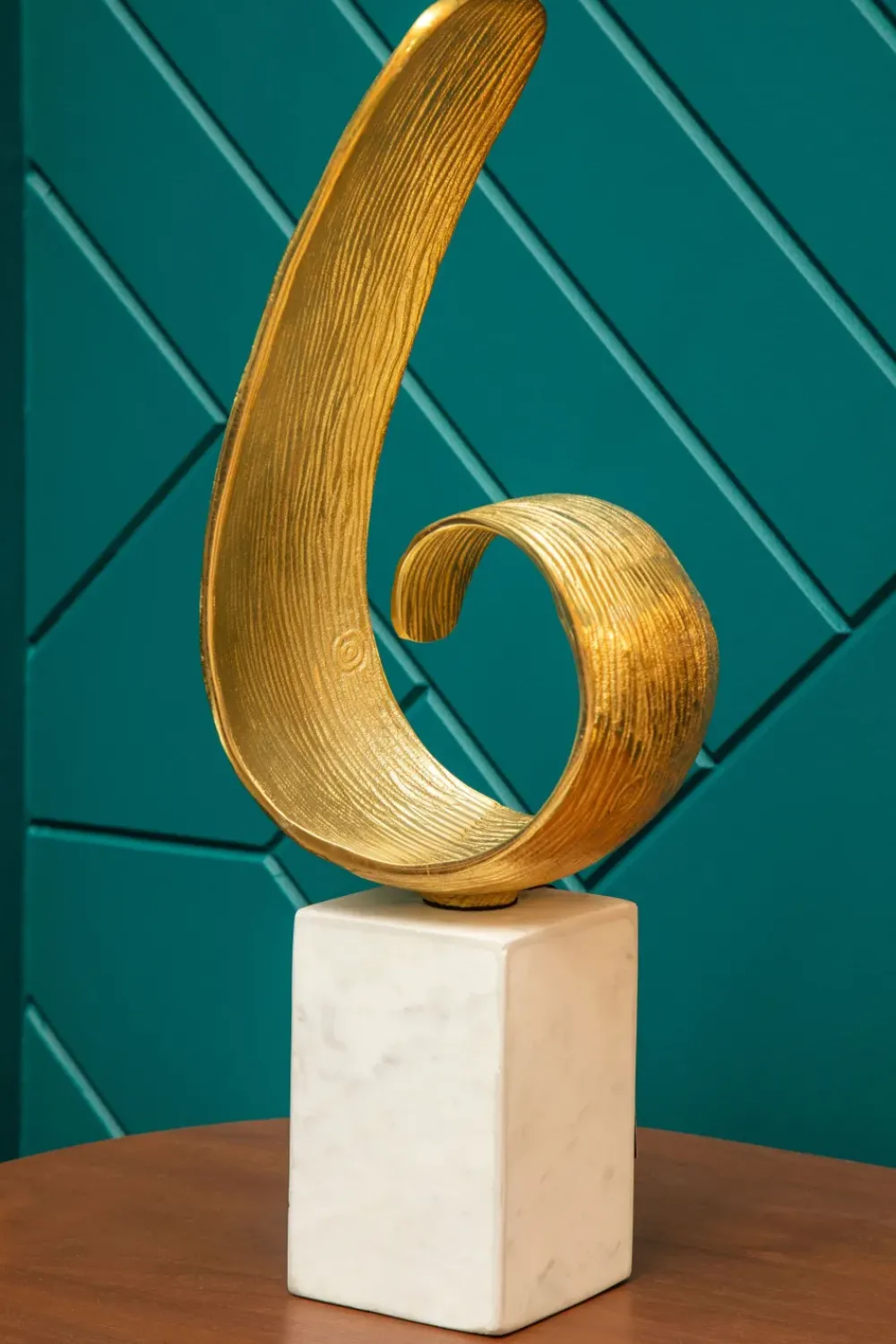 Table Top|Abstract^Statues & Sculptures Curved Reflection 50cm Gold Metal Indoor Sculpture