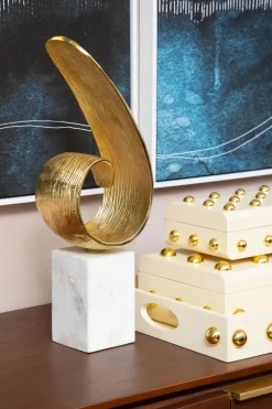 Table Top|Abstract^Statues & Sculptures Curved Reflection 50cm Gold Metal Indoor Sculpture