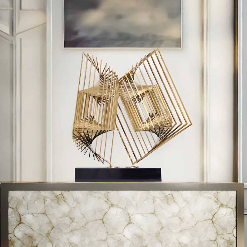 Table Top|Abstract^Statues & Sculptures Cyber Book 46cm Gold Metal Indoor Sculpture