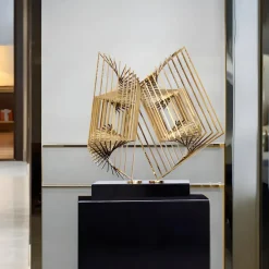 Table Top|Abstract^Statues & Sculptures Cyber Book 46cm Gold Metal Indoor Sculpture