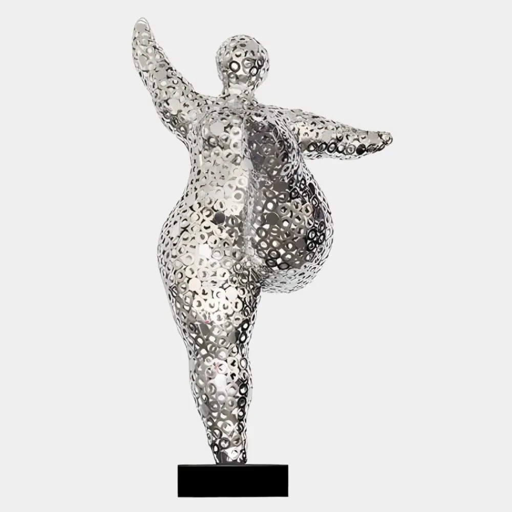 Figurative|Table Top^Statues & Sculptures Dancing Soul 95cm Silver Metal Indoor Sculpture