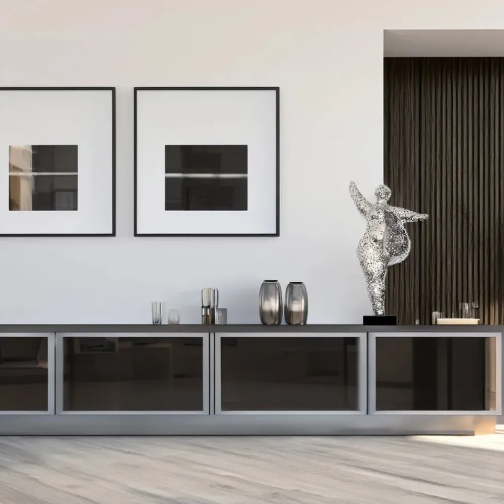 Figurative|Table Top^Statues & Sculptures Dancing Soul 95cm Silver Metal Indoor Sculpture