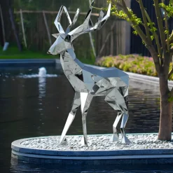 Wildlife|Stags & Deers^Statues & Sculptures Deer 168cm Geometric Metal Garden Sculpture