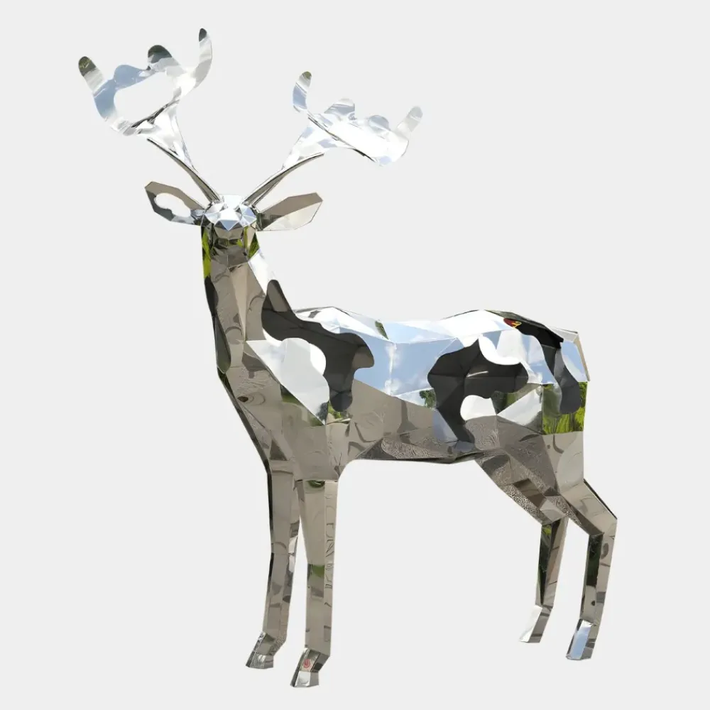 Wildlife|Stags & Deers^Statues & Sculptures Deer 197cm Geometric Metal Garden Sculpture v1