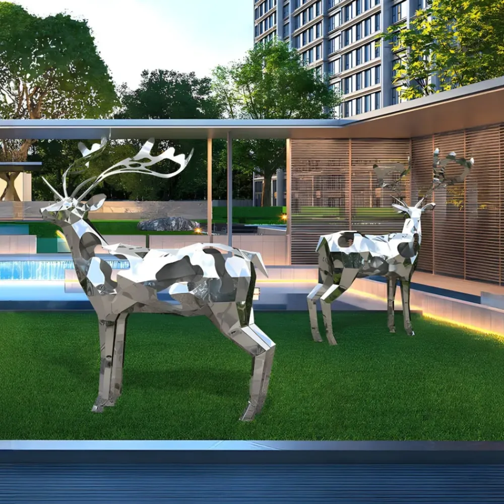 Wildlife|Stags & Deers^Statues & Sculptures Deer 197cm Geometric Metal Garden Sculpture v1
