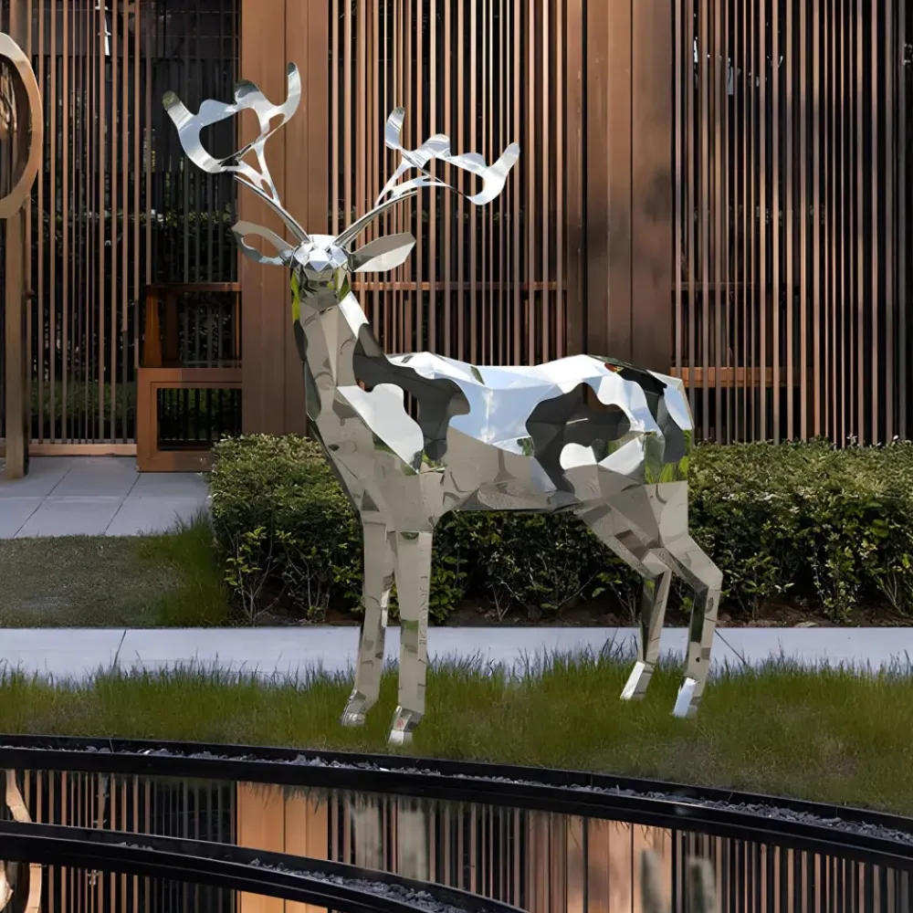 Wildlife|Stags & Deers^Statues & Sculptures Deer 197cm Geometric Metal Garden Sculpture v1