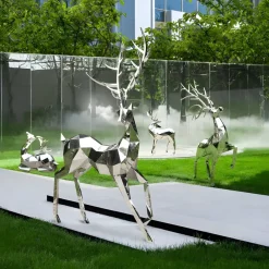 Wildlife|Stags & Deers^Statues & Sculptures Deer 258cm Geometric Metal Garden Sculpture