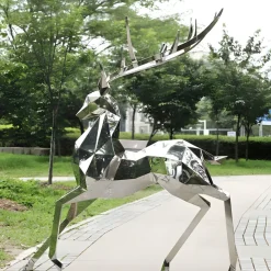 Wildlife|Stags & Deers^Statues & Sculptures Deer 204cm Geometric Metal Garden Sculpture