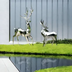 Wildlife|Stags & Deers^Statues & Sculptures Deer 204cm Geometric Metal Garden Sculpture