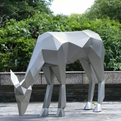 Wildlife|Stags & Deers^Statues & Sculptures Deer 90cm Geometric Metal Garden Sculpture