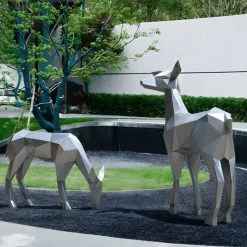 Wildlife|Stags & Deers^Statues & Sculptures Deer 90cm Geometric Metal Garden Sculpture