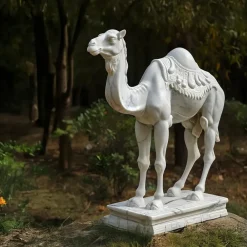 Wildlife|Modern^Statues & Sculptures Desert Camel 160cm White Marble Garden Statue v6