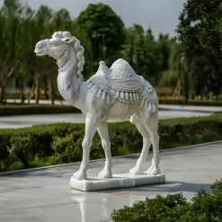 Wildlife|Modern^Statues & Sculptures Desert Camel 160cm White Marble Garden Statue v3