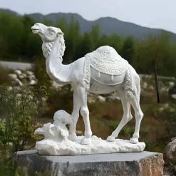 Wildlife|Modern^Statues & Sculptures Desert Camel 160cm White Marble Garden Statue v5
