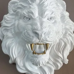 Wall Art|Animals^Statues & Sculptures Desert Lion 49cm White Resin Wall Sculpture