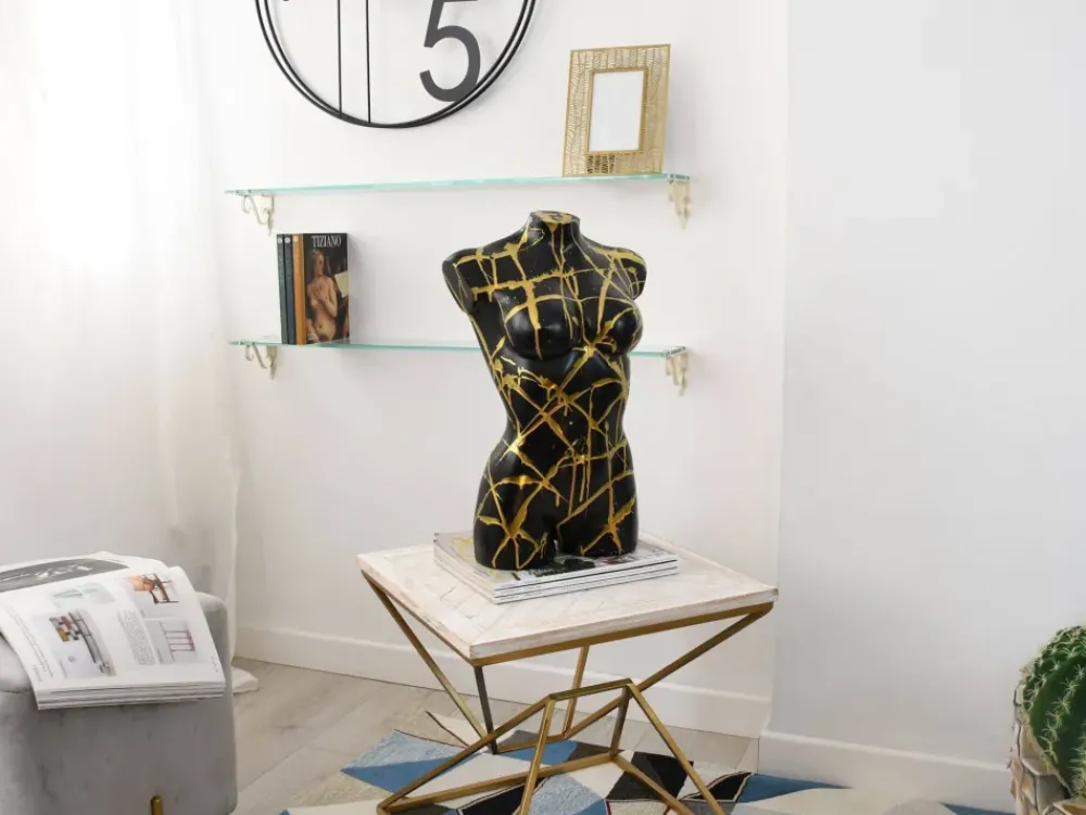 Figurative|Table Top^Statues & Sculptures Divine Torso 50cm Black Resin Indoor Sculpture