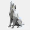 Low Poly|Animals^Statues & Sculptures Dog 100cm Silver Geometric Metal Garden Sculpture
