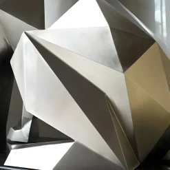 Low Poly|Animals^Statues & Sculptures Dog 100cm Silver Geometric Metal Garden Sculpture